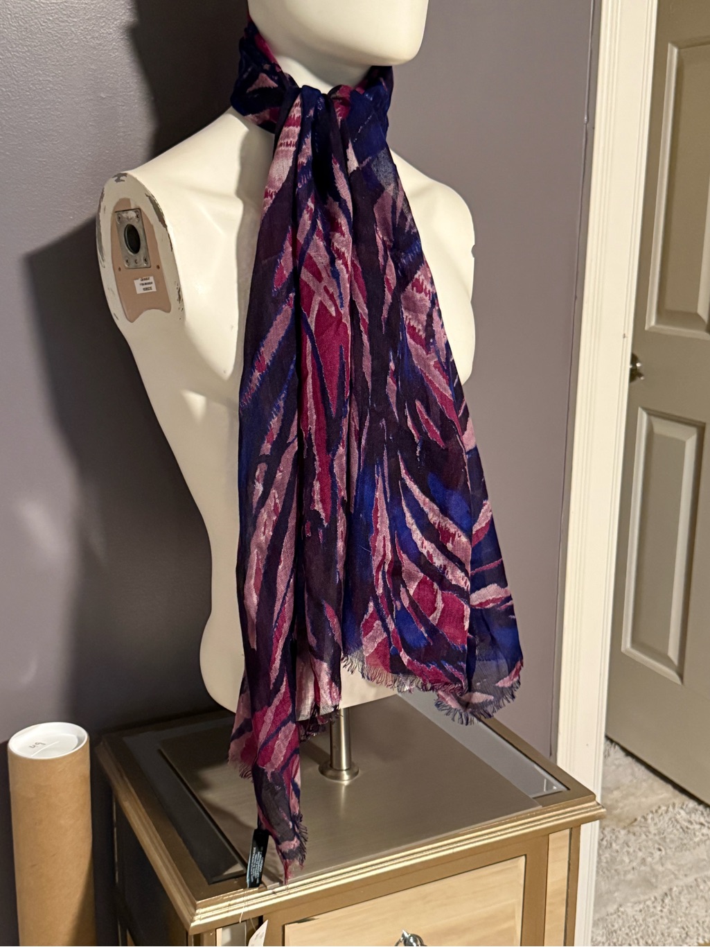 Cynthia Rowley Purple Pink Printed Lightweight Scarf
